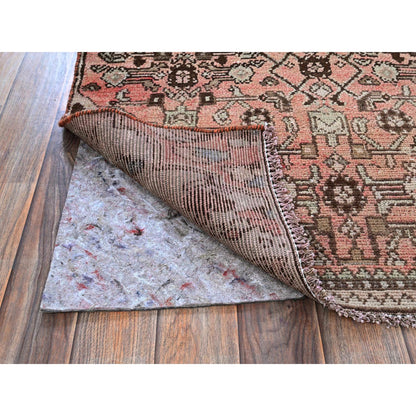 Overdyed & Vintage Wool Hand Knotted Rug Red 2.11x8.6 -O0798