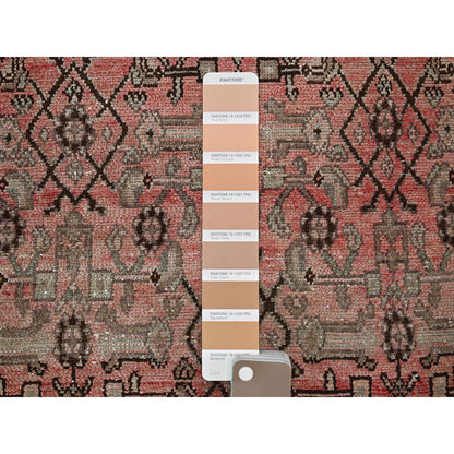 Overdyed & Vintage Wool Hand Knotted Rug Red 2.11x8.6 -O0798