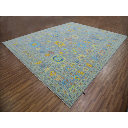 Oushak And Peshawar Wool Hand Knotted Rug Grey Gray 12.2X15.2 -O079902