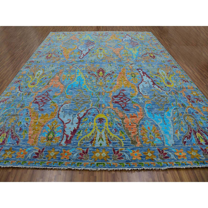 Oushak And Peshawar Wool Hand Knotted Rug Blue Blue 12.3X15.0 -O079903