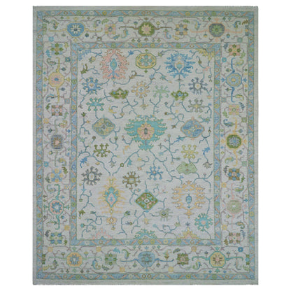 Oushak And Peshawar Wool Hand Knotted Rug Ivory White 12.2X15.0 -O079904