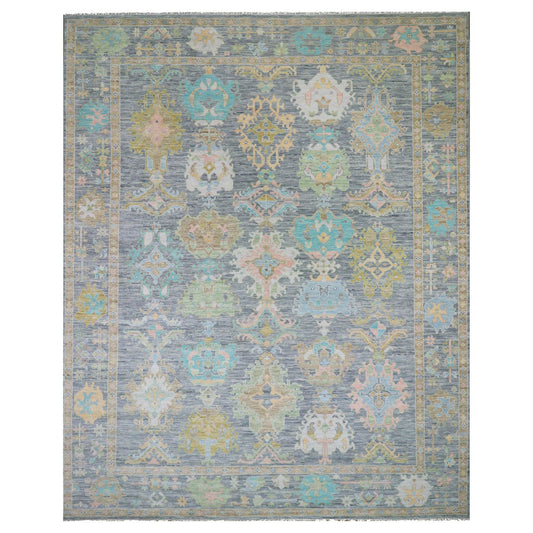 Oushak And Peshawar Wool Hand Knotted Rug Grey Gray 12.3X15.3 -O079906