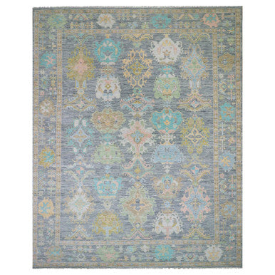 Oushak And Peshawar Wool Hand Knotted Rug Grey Gray 12.3X15.3 -O079906