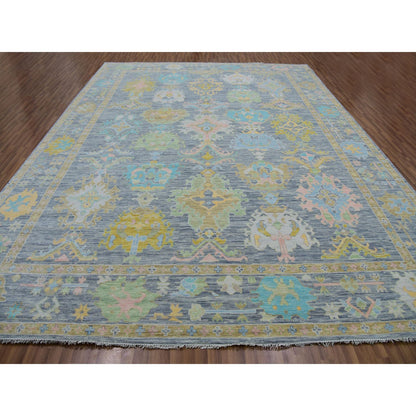 Oushak And Peshawar Wool Hand Knotted Rug Grey Gray 12.3X15.3 -O079906