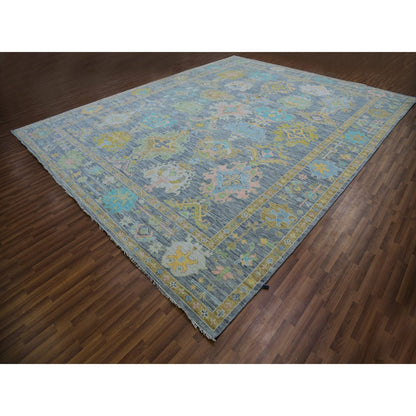 Oushak And Peshawar Wool Hand Knotted Rug Grey Gray 12.3X15.3 -O079906