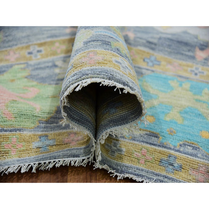 Oushak And Peshawar Wool Hand Knotted Rug Grey Gray 12.3X15.3 -O079906