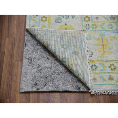 Oushak And Peshawar Wool Hand Knotted Rug Ivory Delicate White 12.2X17.10 -O079907