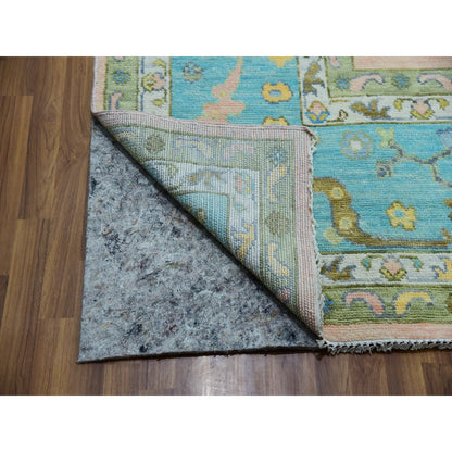 Oushak And Peshawar Wool Hand Knotted Rug Pink Blue 12.0X11.10 -O079909