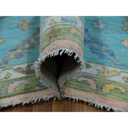 Oushak And Peshawar Wool Hand Knotted Rug Pink Blue 12.0X11.10 -O079909