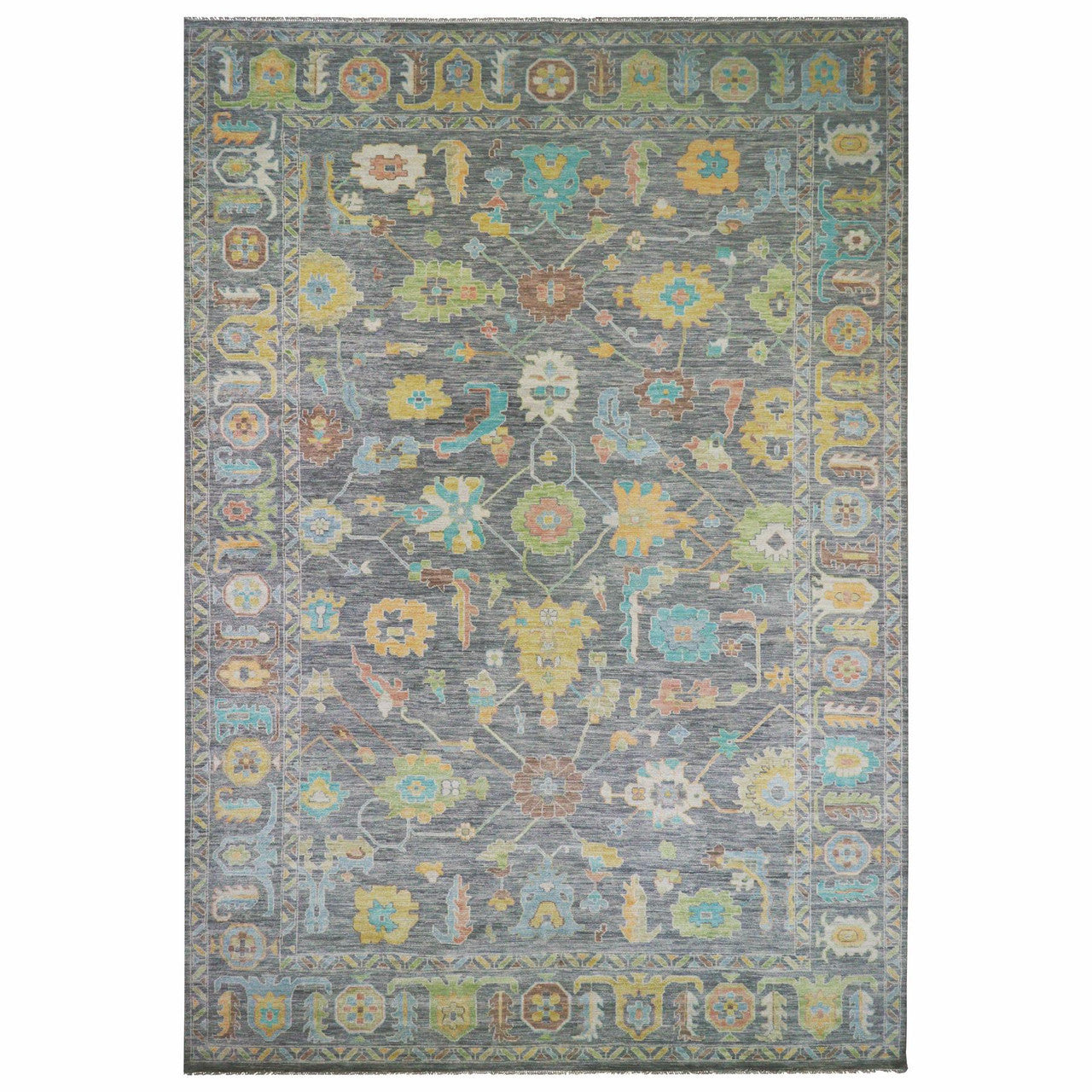 Gray 12'2" x 18'0" Oushak And Peshawar Marengo Hand knotted Wool Rug - Sku: O079910