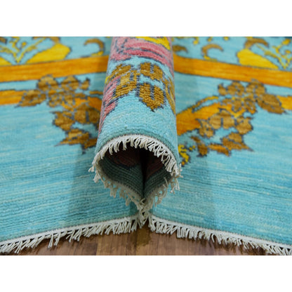Arts And Crafts Wool Hand Knotted Rug Blue Blue 12.2X14.9 -O079911