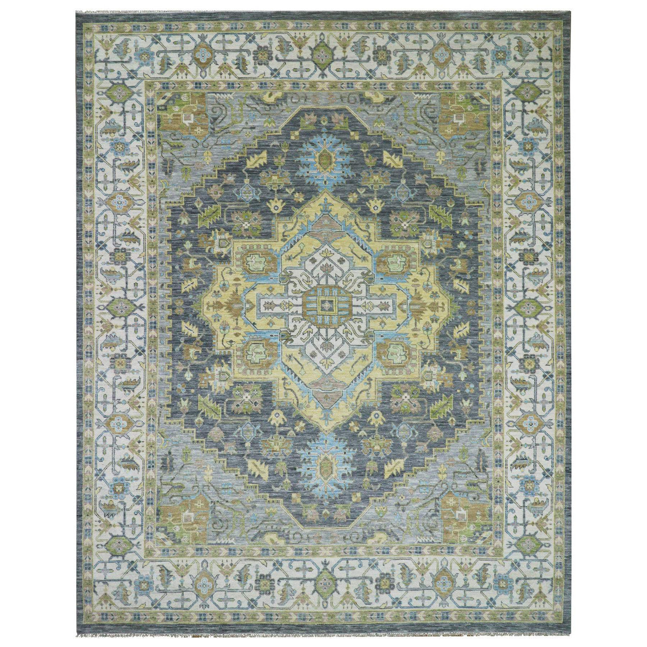 Gray 11'10" x 14'9" Heriz Hand knotted Wool Rug - Sku: O079912