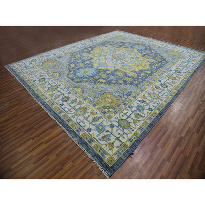 Heriz Wool Hand Knotted Rug Grey White 11.10X14.9 -O079912