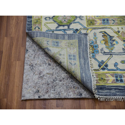 Heriz Wool Hand Knotted Rug Grey White 11.10X14.9 -O079912
