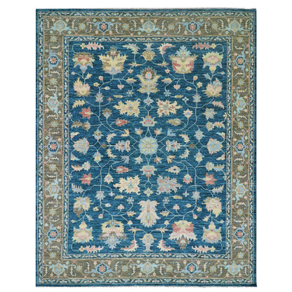 Oushak And Peshawar Wool Hand Knotted Rug Blue Brownish Gray 12.1X14.10 -O079913