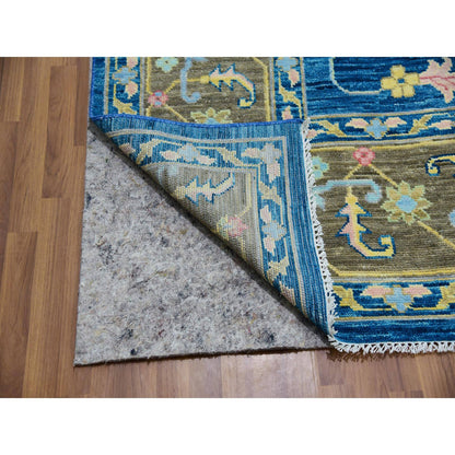Oushak And Peshawar Wool Hand Knotted Rug Blue Brownish Gray 12.1X14.10 -O079913