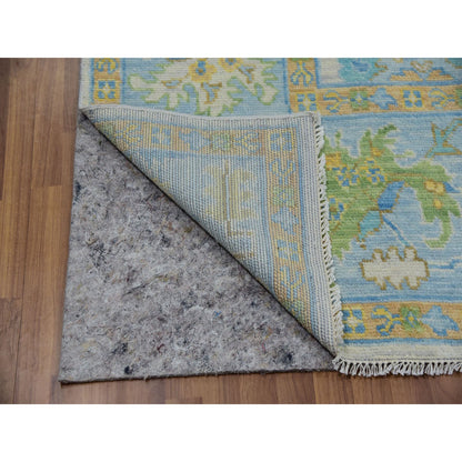 Oushak And Peshawar Wool Hand Knotted Rug Ivory Blue 8.3X10.8 -O079916