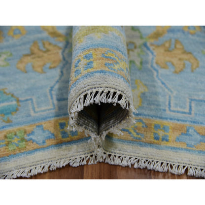 Oushak And Peshawar Wool Hand Knotted Rug Ivory Blue 8.3X10.8 -O079916