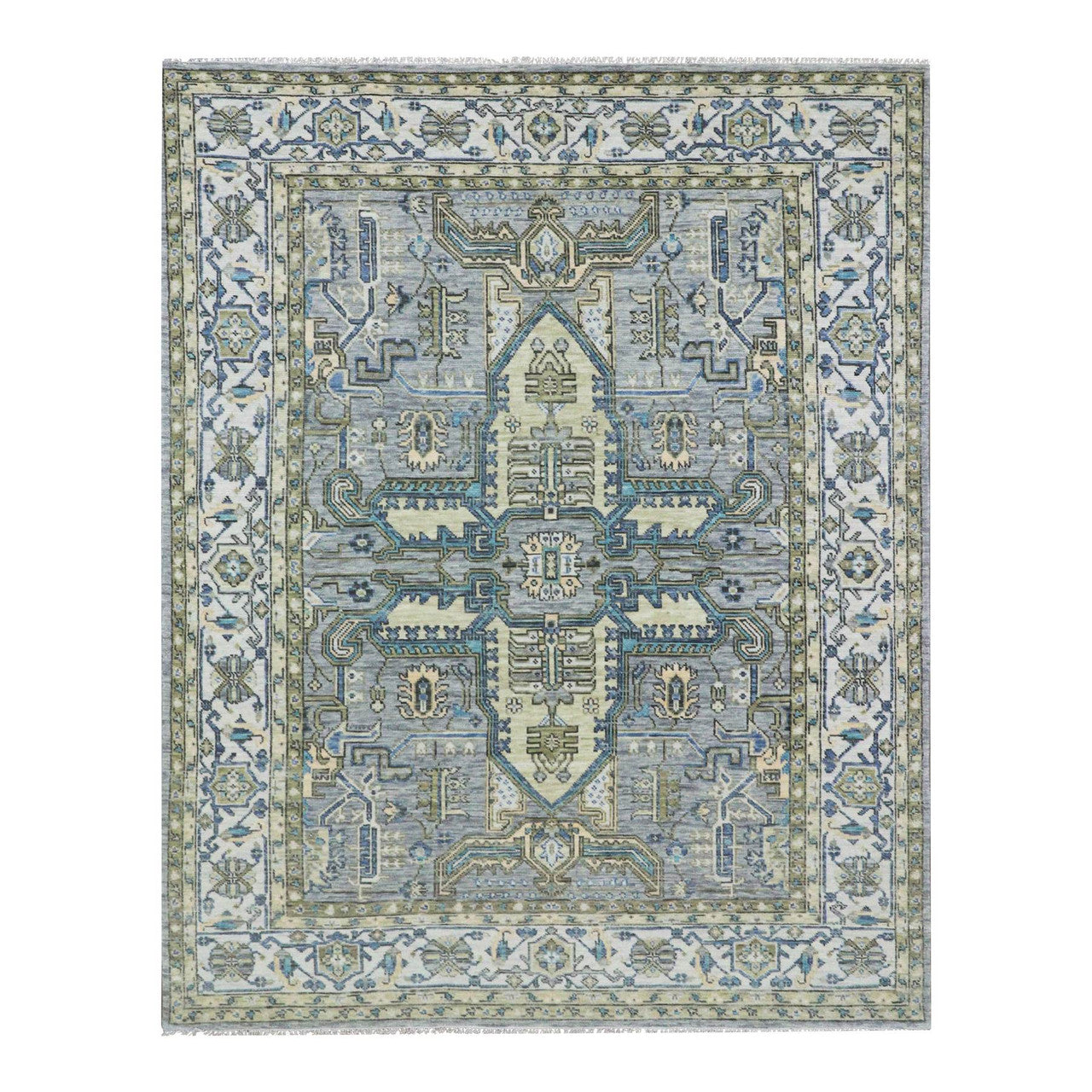 Gray 8'0" x 10'1" Heriz Hand knotted Wool Rug - Sku: O079917