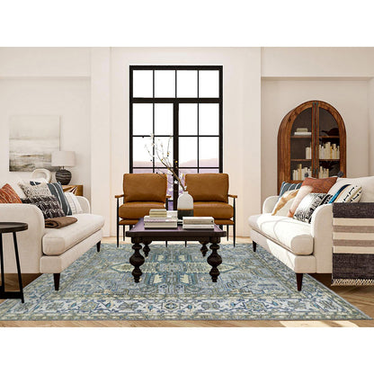 Heriz Wool Hand Knotted Rug Grey White 8.0X10.1 -O079917