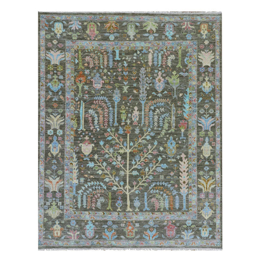 Oushak And Peshawar Wool Hand Knotted Rug Brown Grayish Brown 8.0X10.3 -O079918