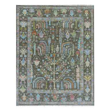 Oushak And Peshawar Wool Hand Knotted Rug Brown Grayish Brown 8.0X10.3 -O079918
