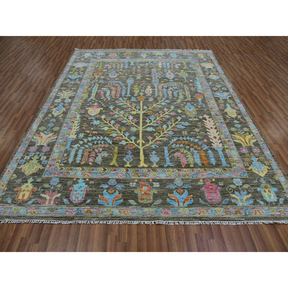 Oushak And Peshawar Wool Hand Knotted Rug Brown Grayish Brown 8.0X10.3 -O079918