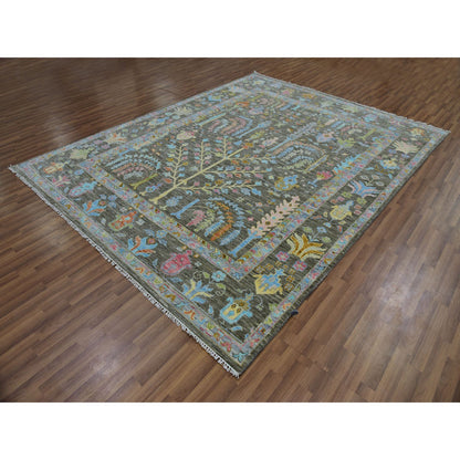 Oushak And Peshawar Wool Hand Knotted Rug Brown Grayish Brown 8.0X10.3 -O079918