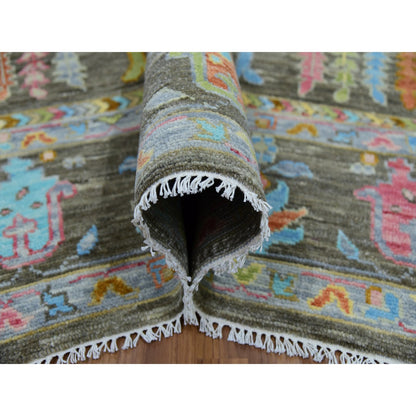 Oushak And Peshawar Wool Hand Knotted Rug Brown Grayish Brown 8.0X10.3 -O079918