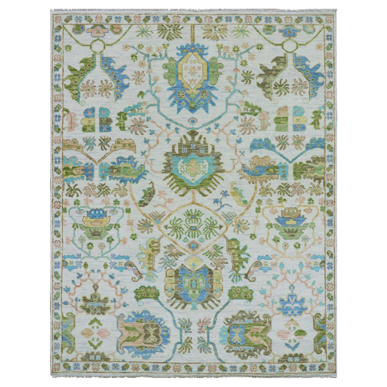 Ivory 8'1" x 10'4" Oushak And Peshawar Hand knotted Wool Rug - Sku: O079919