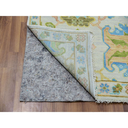 Oushak And Peshawar Wool Hand Knotted Rug Ivory White 8.1X10.4 -O079919