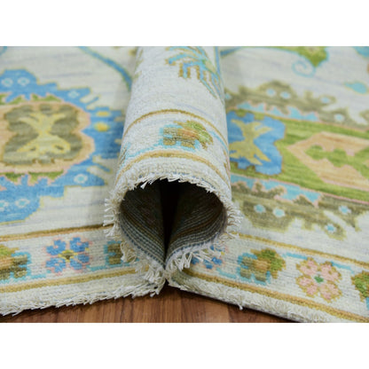 Oushak And Peshawar Wool Hand Knotted Rug Ivory White 8.1X10.4 -O079919