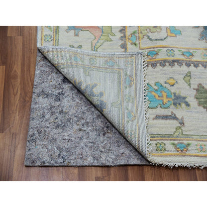 Oushak And Peshawar Wool Hand Knotted Rug Ivory Cascading White 8.0X10.3 -O079922