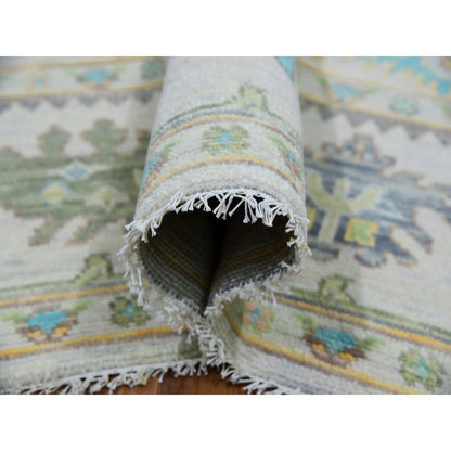 Oushak And Peshawar Wool Hand Knotted Rug Ivory Cascading White 8.0X10.3 -O079922