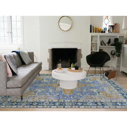 Heriz Wool Hand Knotted Rug Blue Blue 9.2X12.2 -O079926