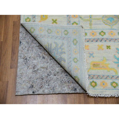 Oushak And Peshawar Wool Hand Knotted Rug Ivory White 9.0X12.0 -O079927