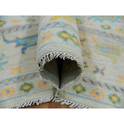 Oushak And Peshawar Wool Hand Knotted Rug Ivory White 9.0X12.0 -O079927