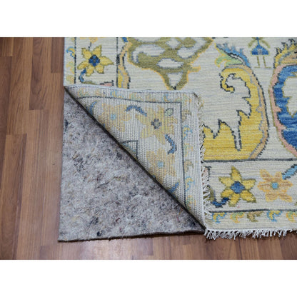 Oushak And Peshawar Wool Hand Knotted Rug Ivory White 8.10X11.9 -O079929