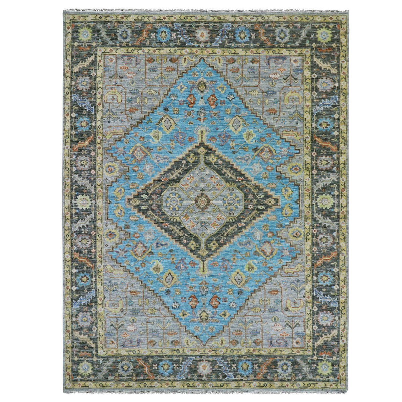 Blue 9'3" x 12'5" Heriz Hand knotted Wool Rug -O079933