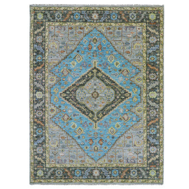 Heriz Wool Hand Knotted Rug Blue Black 9.3X12.5 -O079933
