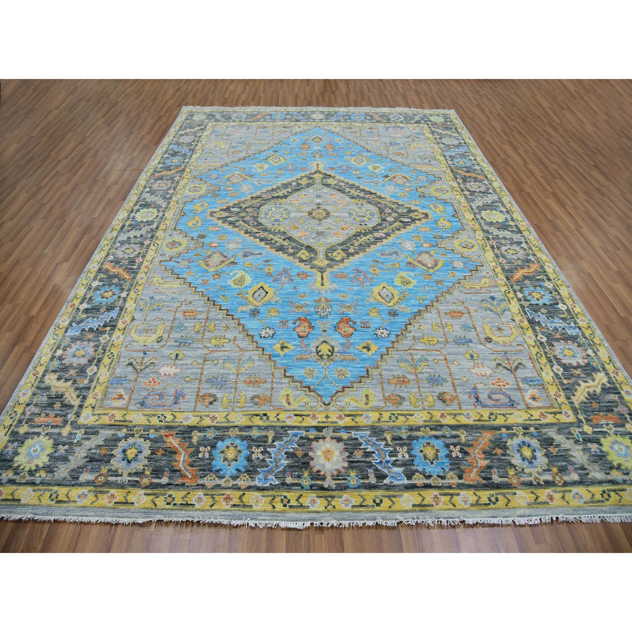 Blue 9'3" x 12'5" Heriz Hand knotted Wool Rug -O079933
