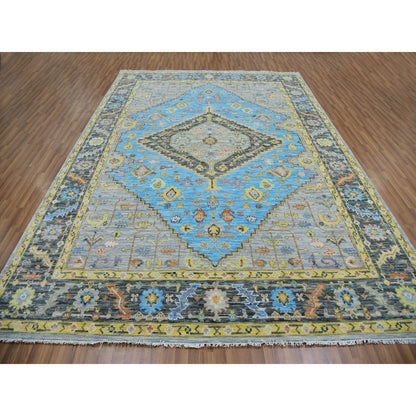 Heriz Wool Hand Knotted Rug Blue Black 9.3X12.5 -O079933
