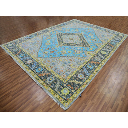 Heriz Wool Hand Knotted Rug Blue Black 9.3X12.5 -O079933