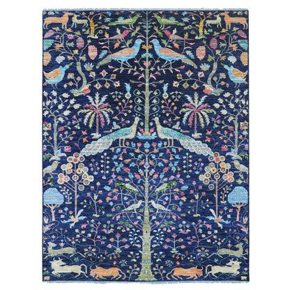 Oushak And Peshawar Wool Hand Knotted Rug Blue No Border 9.0X12.0 -O079935