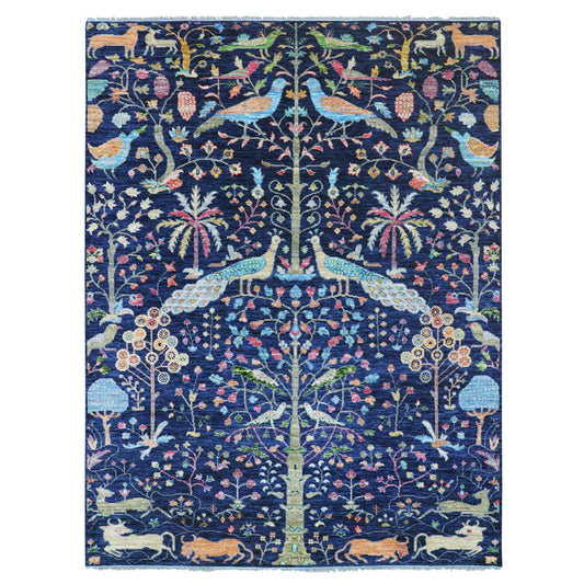 Oushak And Peshawar Wool Hand Knotted Rug Blue No Border 9.0X12.0 -O079935