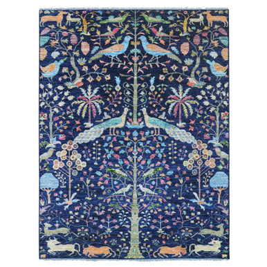 Oushak And Peshawar Wool Hand Knotted Rug Blue No Border 9.0X12.0 -O079935