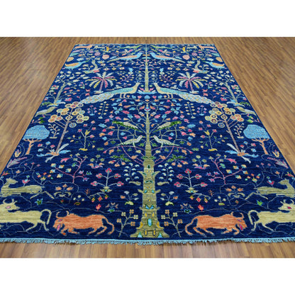 Oushak And Peshawar Wool Hand Knotted Rug Blue No Border 9.0X12.0 -O079935