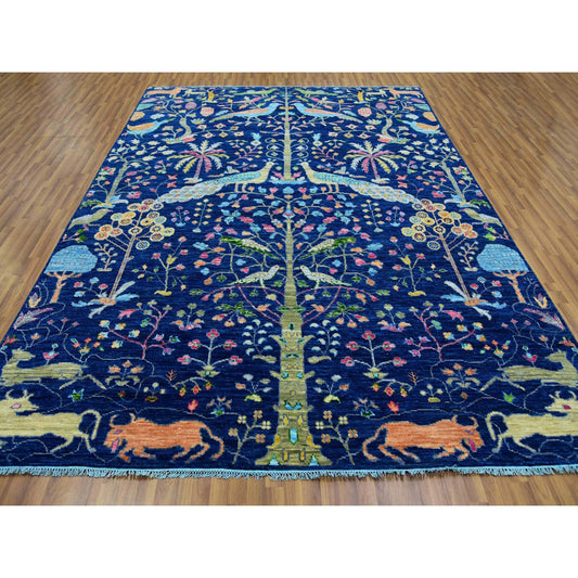 Oushak And Peshawar Wool Hand Knotted Rug Blue No Border 9.0X12.0 -O079935