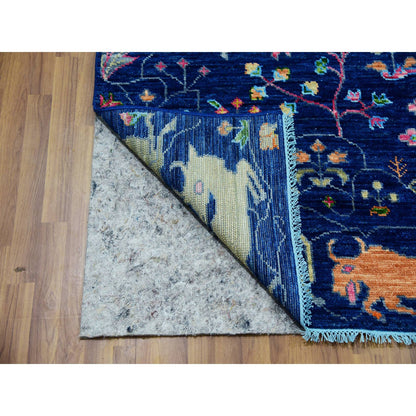 Oushak And Peshawar Wool Hand Knotted Rug Blue No Border 9.0X12.0 -O079935