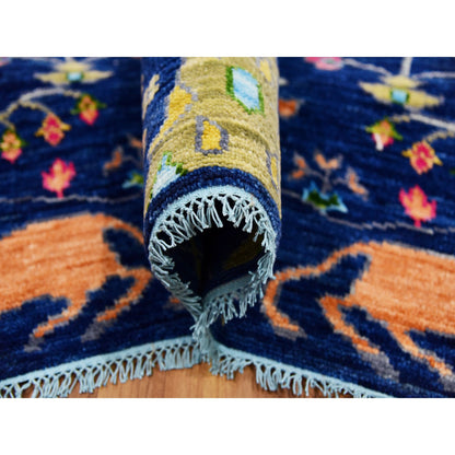 Oushak And Peshawar Wool Hand Knotted Rug Blue No Border 9.0X12.0 -O079935